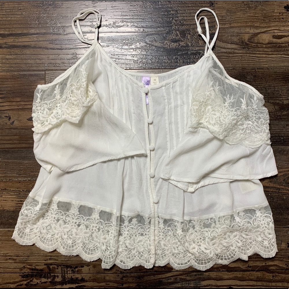 White off the shoulder lace top